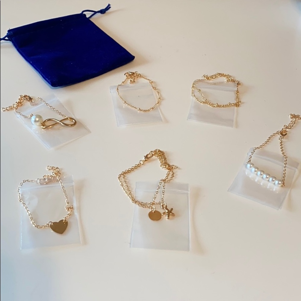 Set of 6 Gold Colored Bracelets